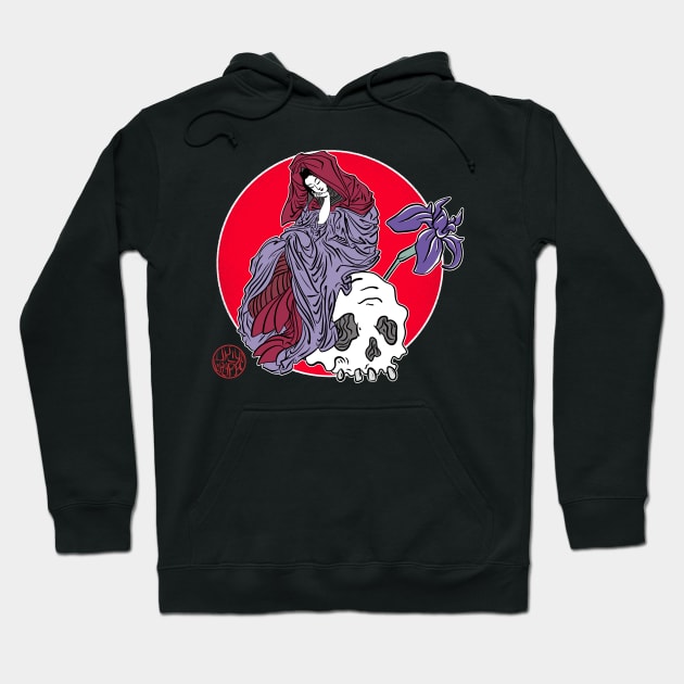 Jigoku Dayu - skull and iris Hoodie by Ukiyograph